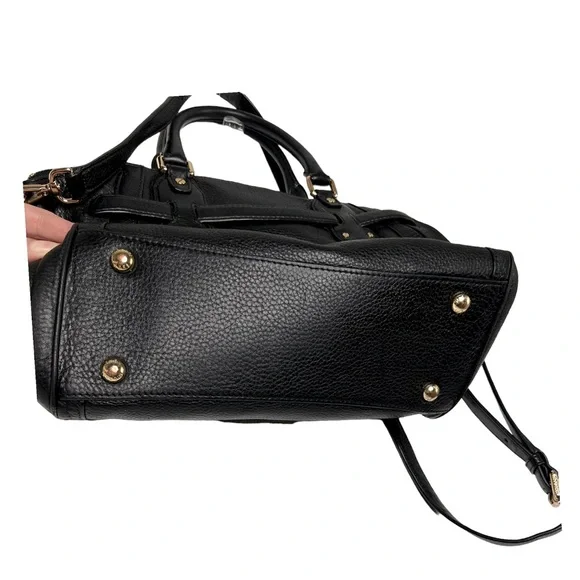 Michael Kors Pebble Leather Black Hudson Satchel Crossbody Bag - Picture 3 of 12